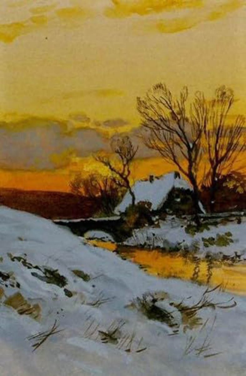 high quality wall art fine art oil painitng handpainted on canvas"Winter scene" stunningoilpainting.com