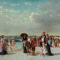 High quality wall art fine art oil painitng handpainted on canvas"On The Beach" stunningoilpainting.com