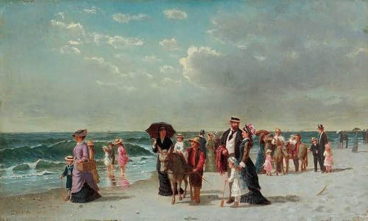 High quality wall art fine art oil painitng handpainted on canvas"On The Beach" stunningoilpainting.com