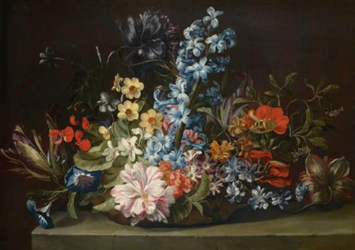 high quality wall art fine art oil painitng handpainted on canvas"Flower basket" stunningoilpainting.com