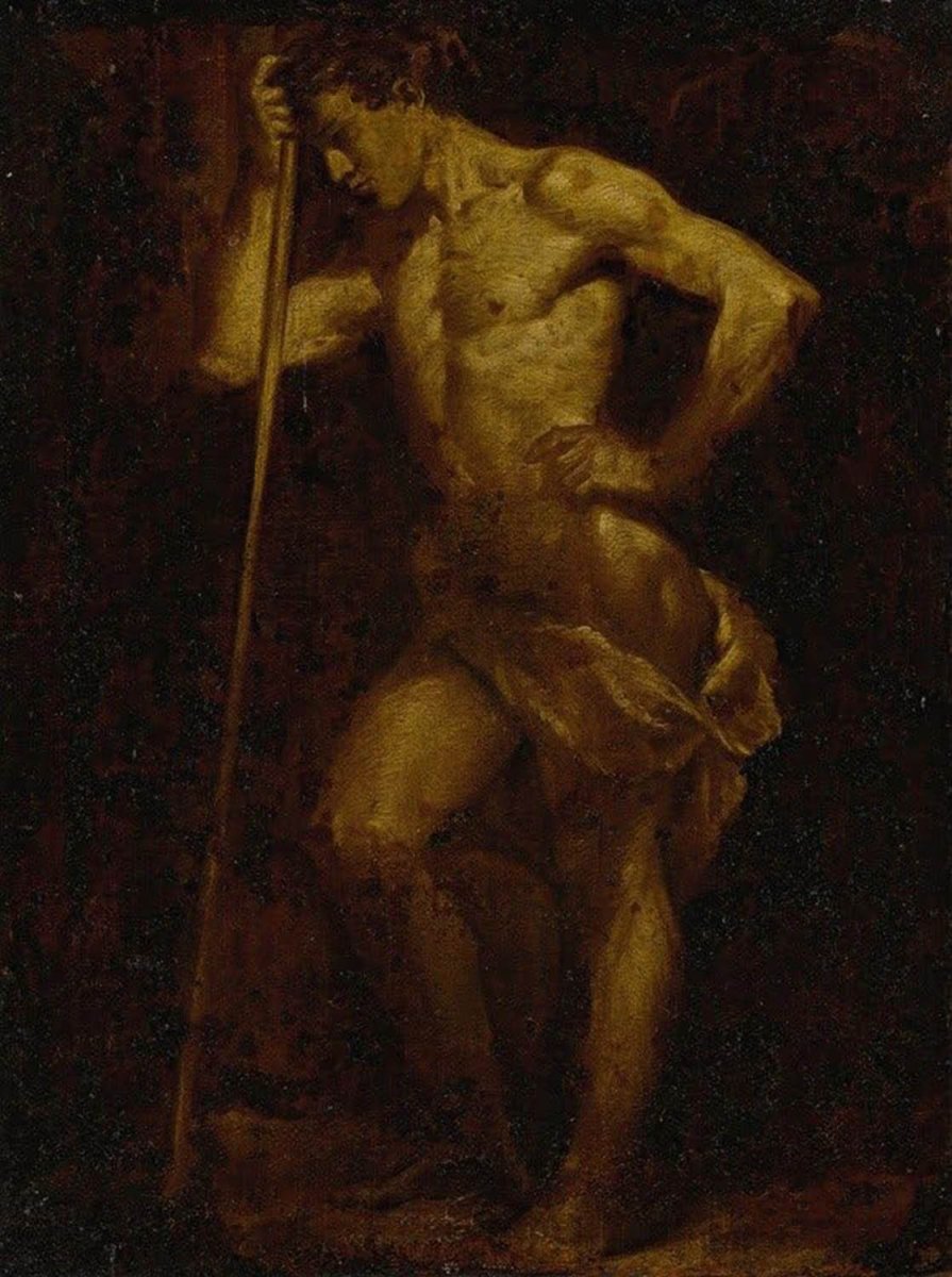 High quality wall art fine art oil painitng handpainted on canvas"a man holding a staff " stunningoilpainting.com