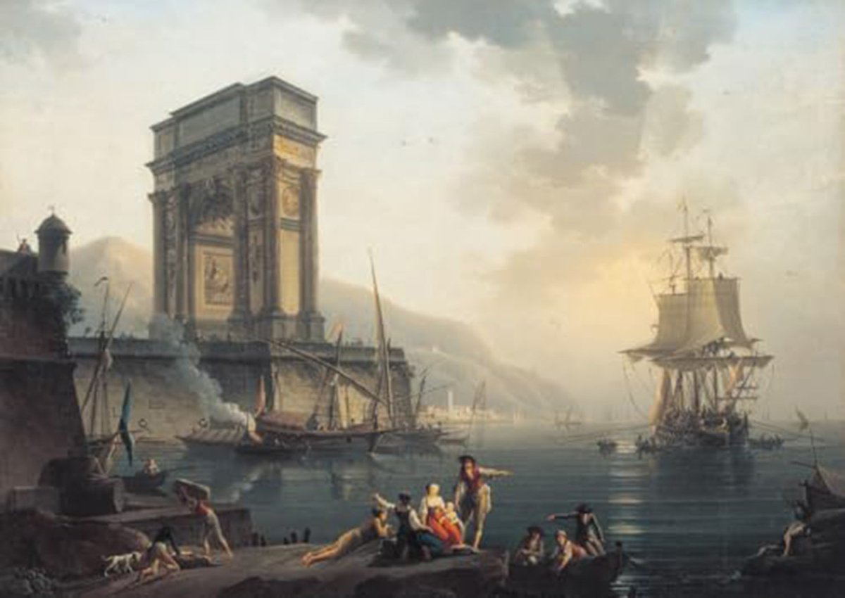 high quality wall art fine art oil painitng handpainted on canvas" Port maritime" stunningoilpainting.com