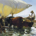 High quality wall art fine art oil painitng handpainted on canvas"Return from Fishingy" stunningoilpainting.com