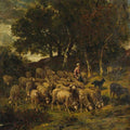 High quality wall art fine art oil painitng handpainted on canvas"Shepherdess And Her Flock " stunningoilpainting.com