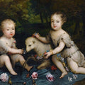 High quality wall art fine art oil painitng handpainted on canvas"Two Children With a Lamb" stunningoilpainting.com