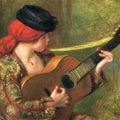 High quality wall art fine art oil painitng handpainted on canvas" Young Spanish Woman with a Guitar" stunningoilpainting.com