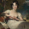 High quality wall art fine art oil painitng handpainted on canvas"a beautiful lady and a dog" stunningoilpainting.com