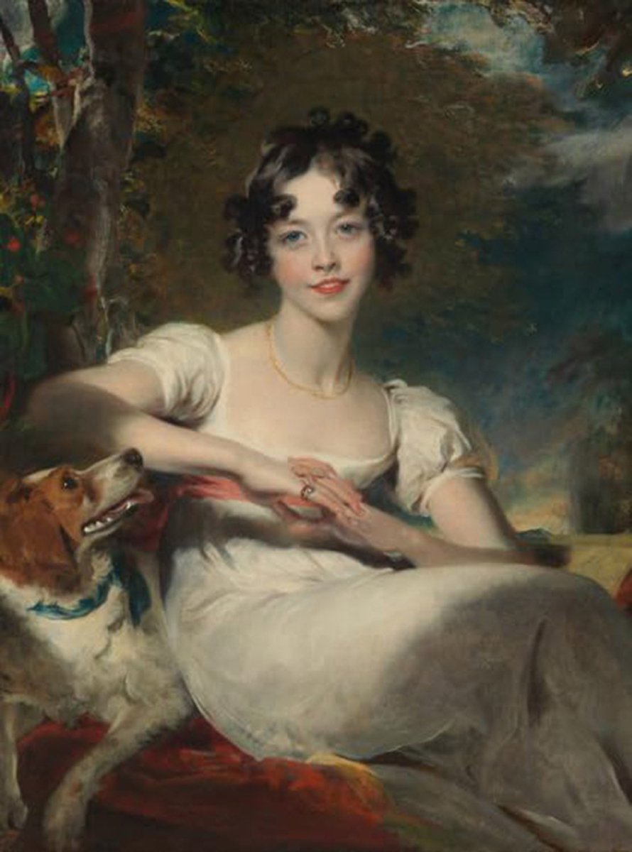 High quality wall art fine art oil painitng handpainted on canvas"a beautiful lady and a dog" stunningoilpainting.com
