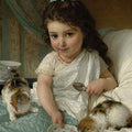 High quality Hand-Painted Oil Art on canvas"little girl and cats" stunningoilpainting.com