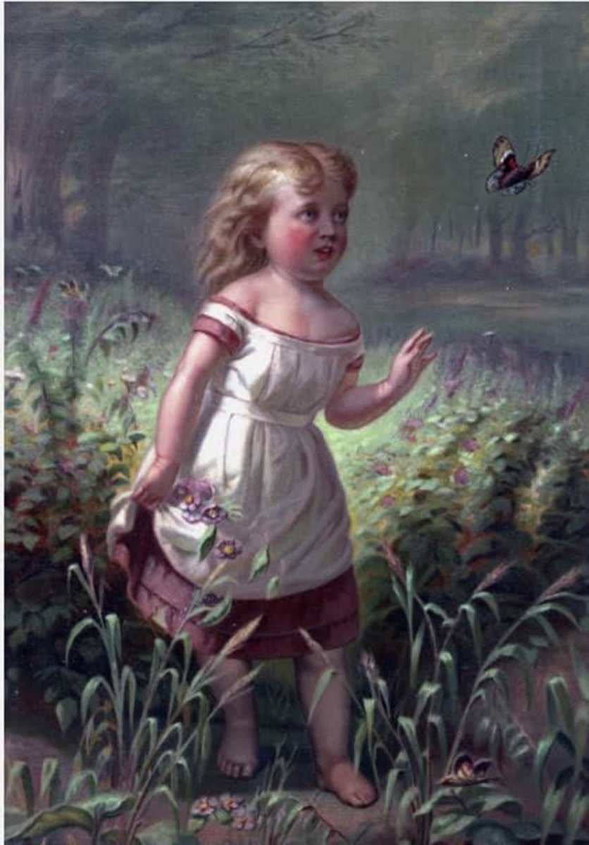 High quality wall art fine art oil painitng handpainted on canvas"Child Chasing Butterfly" stunningoilpainting.com
