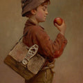 High quality wall art fine art oil painitng handpainted on canvas"Boy with an Apple" stunningoilpainting.com