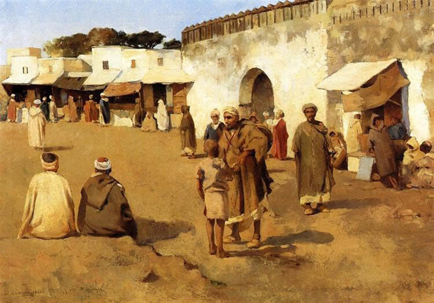 High quality wall art fine art oil painitng handpainted on canvas" Moroccan Market" stunningoilpainting.com