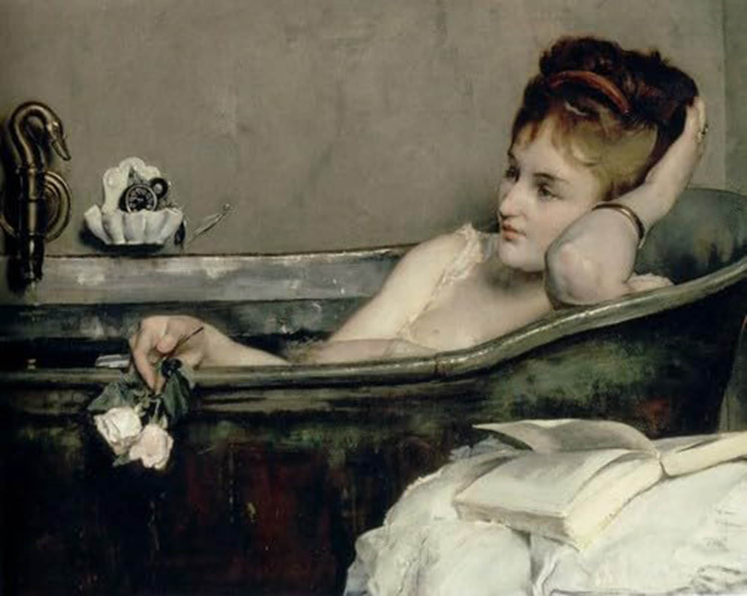High quality wall art fine art oil painitng handpainted on canvas" Taking a bath" stunningoilpainting.com