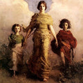High quality wall art fine art oil painitng handpainted on canvas"a lady and her two children" stunningoilpainting.com
