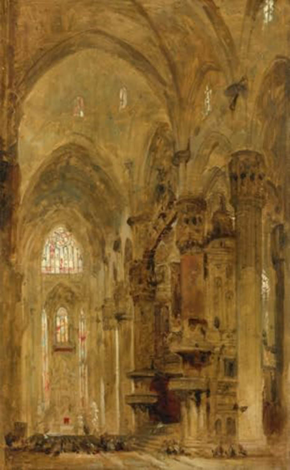 high quality wall art fine art oil painitng handpainted on canvas"Sketch of the Interior of the Duomo" stunningoilpainting.com