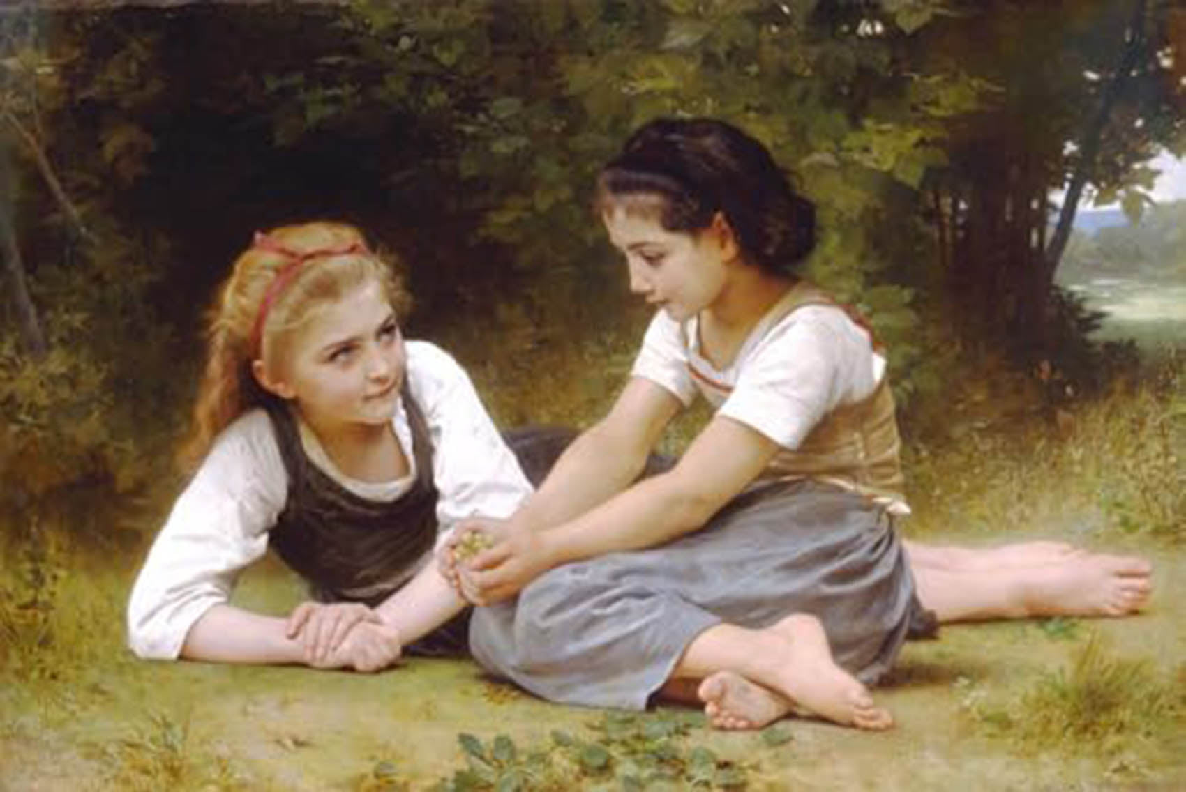 High quality wall art fine art oil painitng handpainted on canvas"Two lovely girls" stunningoilpainting.com