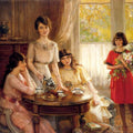 High quality wall art fine art oil painitng handpainted on canvas"Tea time" stunningoilpainting.com