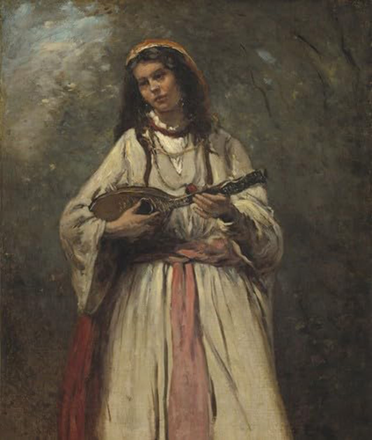 High quality wall art fine art oil painitng handpainted on canvas"Gypsy Girl With Mandolin" stunningoilpainting.com