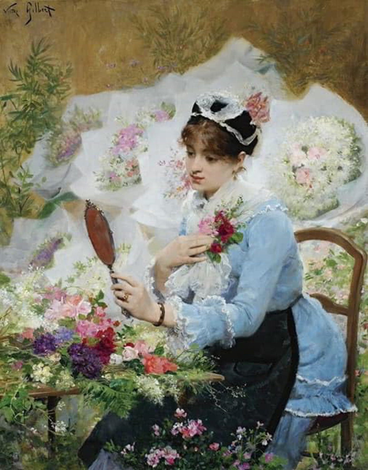 High quality wall art fine art oil painitng handpainted on canvas"The Flower Seller" stunningoilpainting.com