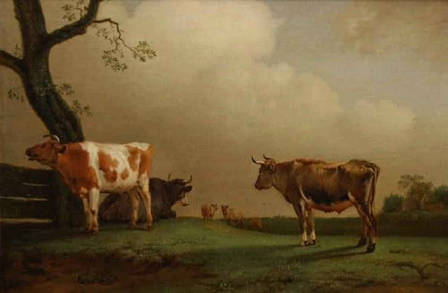 High quality wall art fine art oil painitng handpainted on canvas" landcape with cattle" stunningoilpainting.com