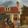 High quality wall art fine art oil painitng handpainted on canvas"Figures in a Courtyard behind a House" stunningoilpainting.com