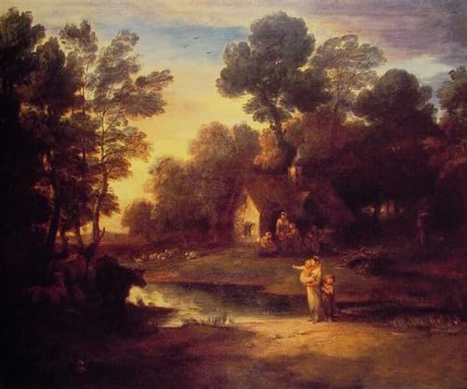 High quality wall art fine art oil painitng handpainted on canvas"a Cottage at Evening" stunningoilpainting.com