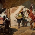 High quality wall art fine art oil painitng handpainted on canvas"Duel in a tavern " stunningoilpainting.com