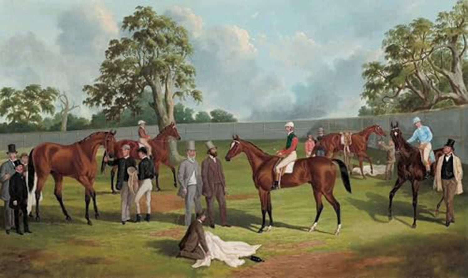 High quality wall art fine art oil painitng handpainted on canvas"Group in the Dowling Forest Racecourse enclosure" stunningoilpainting.com