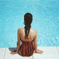 High quality wall art fine art oil painitng handpainted on canvas" woman sitting beside swimming pool " stunningoilpainting.com
