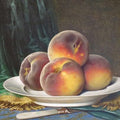 High quality wall art fine art oil painitng handpainted on canvas Peaches on a White Plate" stunningoilpainting.com