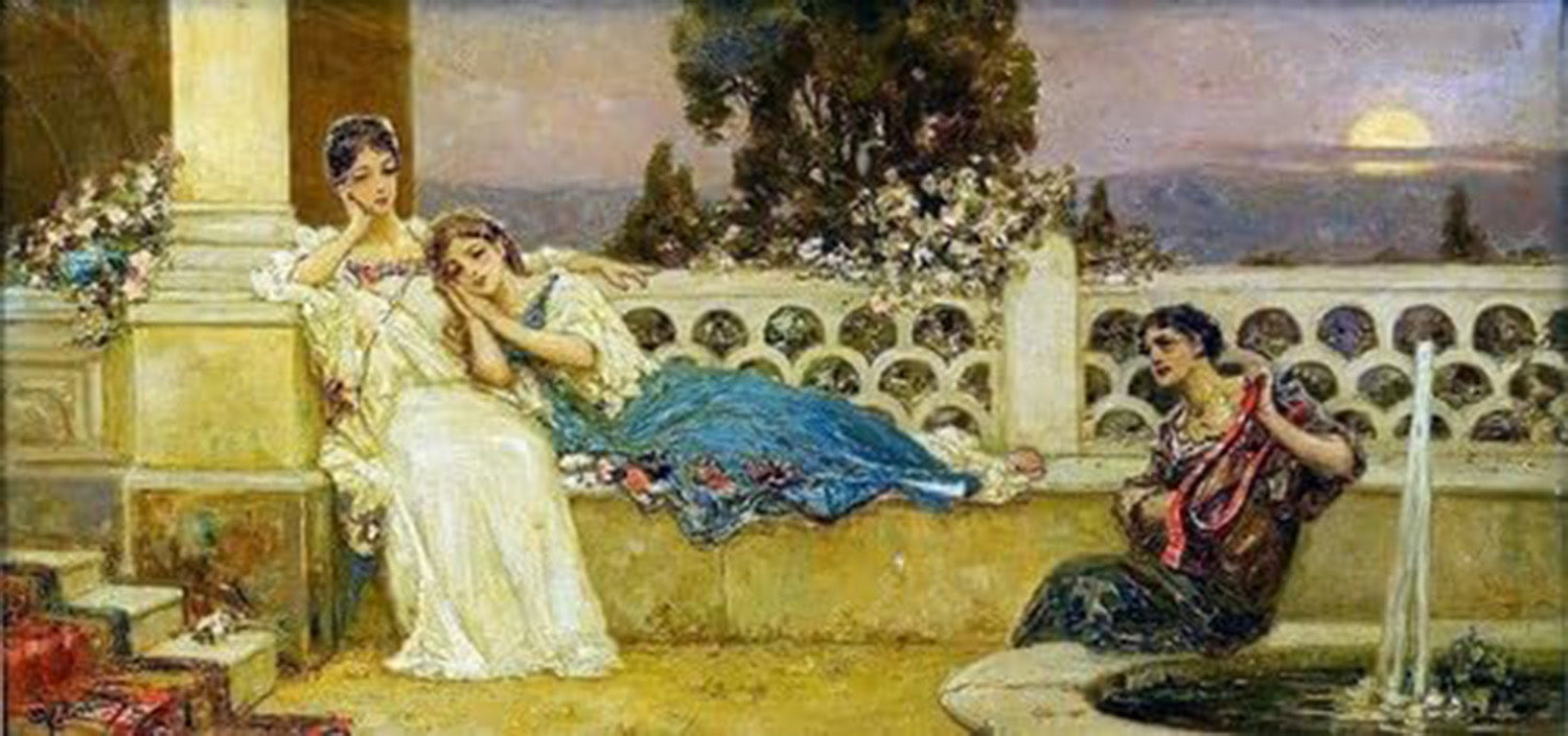 High quality wall art fine art oil painitng handpainted on canvas " women on the Terrace" stunningoilpainting.com