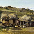 High quality wall art fine art oil painitng handpainted on canvas " farmhouse on mountains" stunningoilpainting.com