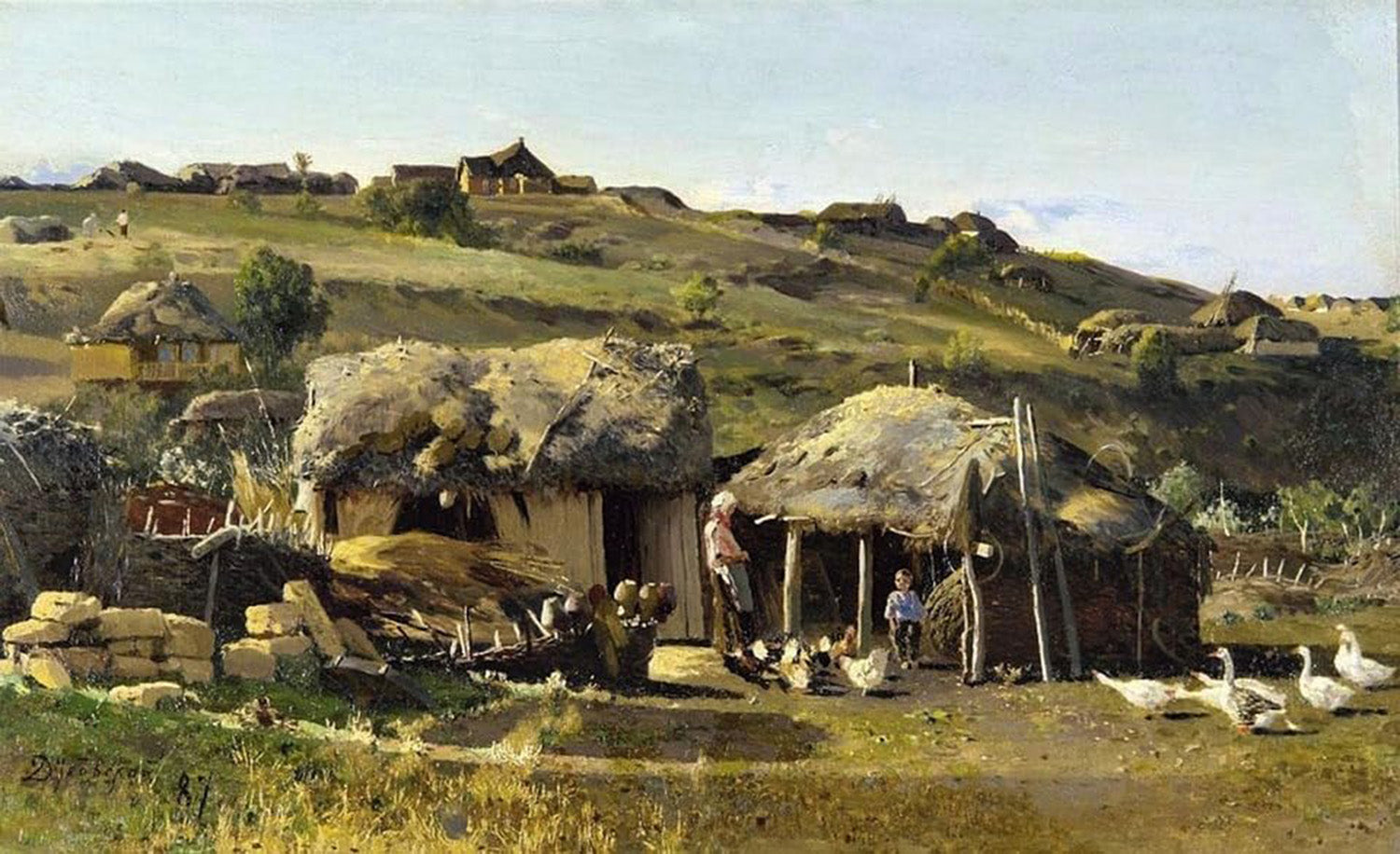 High quality wall art fine art oil painitng handpainted on canvas " farmhouse on mountains" stunningoilpainting.com