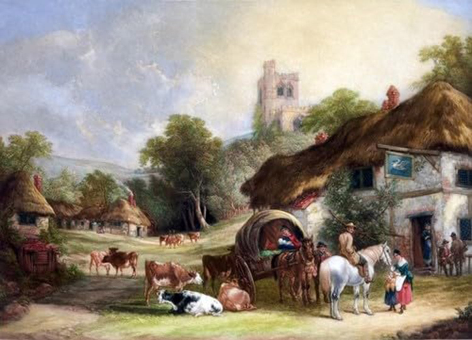 High quality wall art fine art oil painitng handpainted on canvas " A Country Village" stunningoilpainting.com