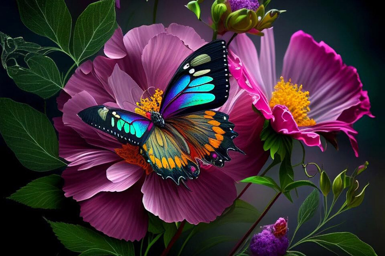 High quality wall art fine art oil painitng handpainted on canvas "butterfly on flowers" stunningoilpainting.com