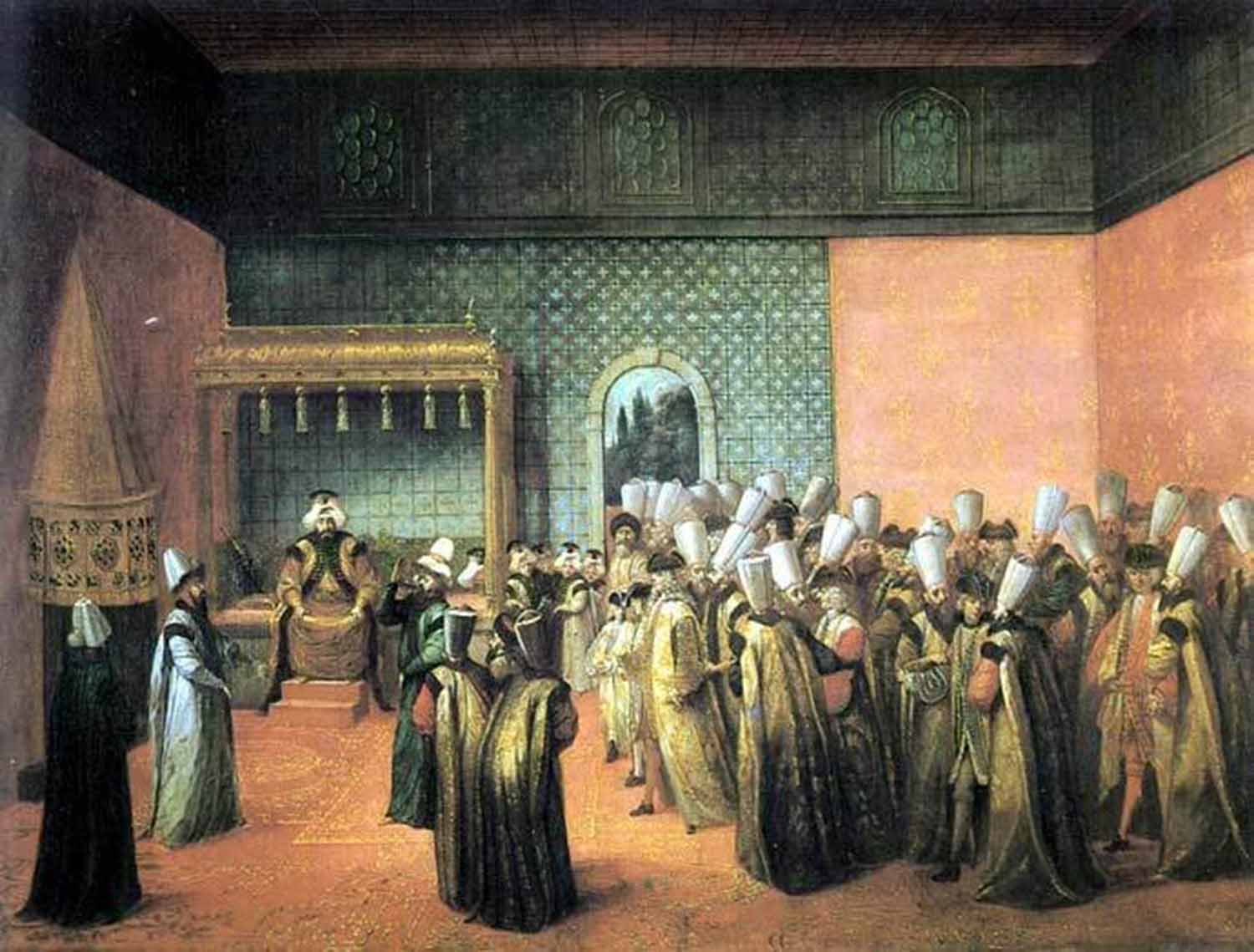 High quality wall art fine art oil painitng handpainted on canvas " Sultan Ahmed III receives French ambassador" stunningoilpainting.com