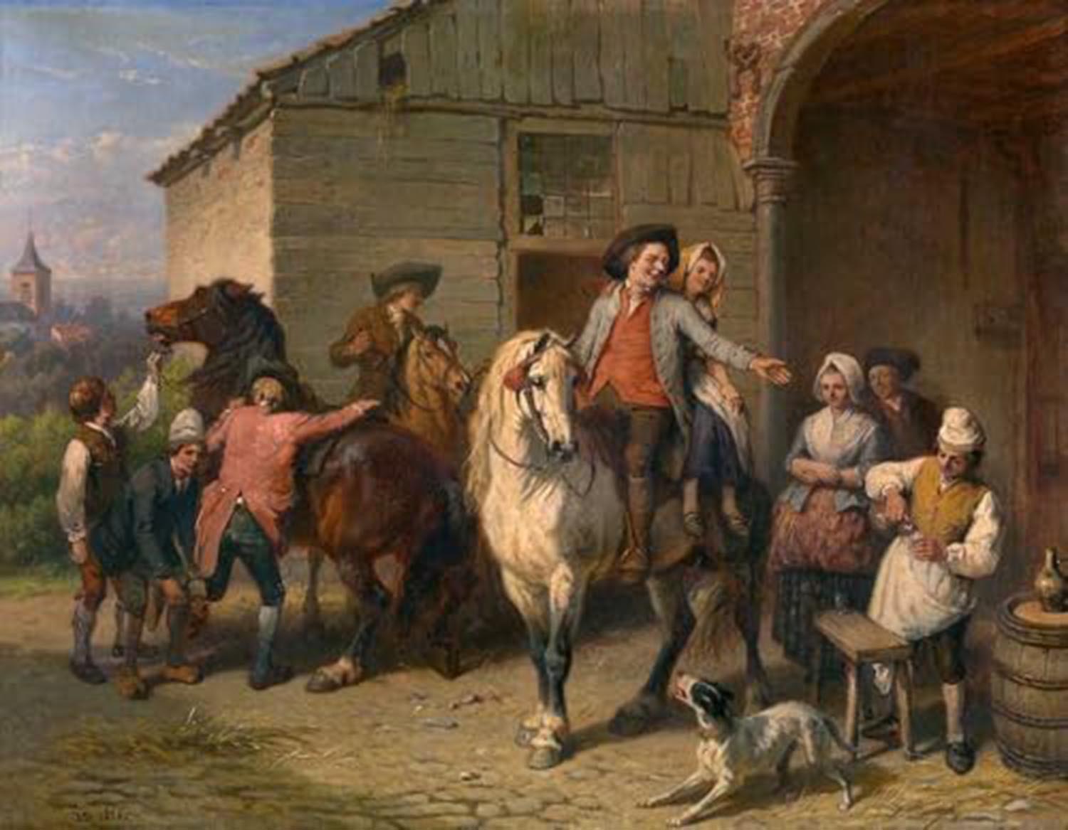 High quality wall art fine art oil painitng handpainted on canvas "Horsemen at the Inn" stunningoilpainting.com
