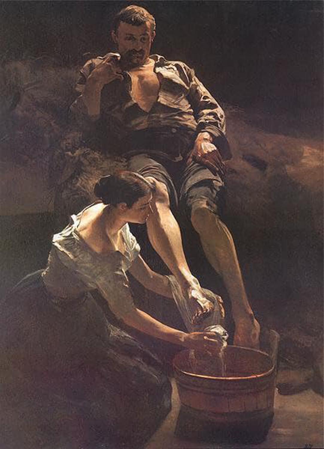 High quality wall art fine art oil painitng handpainted on canvas "Washing of feet" stunningoilpainting.com