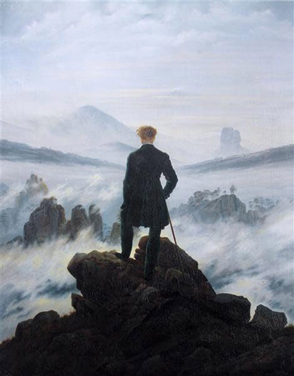 High quality wall art fine art oil painitng handpainted on canvas "The wanderer above the sea of fog" stunningoilpainting.com