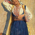 High quality wall art fine art oil painitng handpainted on canvas" A young girl wearing folk clothing" stunningoilpainting.com