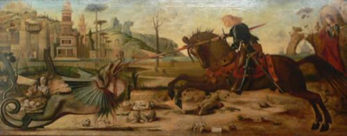 High quality wall art fine art oil painitng handpainted on canvas" Saint George with the dragon" stunningoilpainting.com