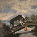 High quality wall art oil painitng handpainted on canvas"the dog and the dam" stunningoilpainting.com