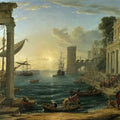 High quality wall art oil painitng handpainted on canvas" Seaport with the Embarkation of the Queen " stunningoilpainting.com