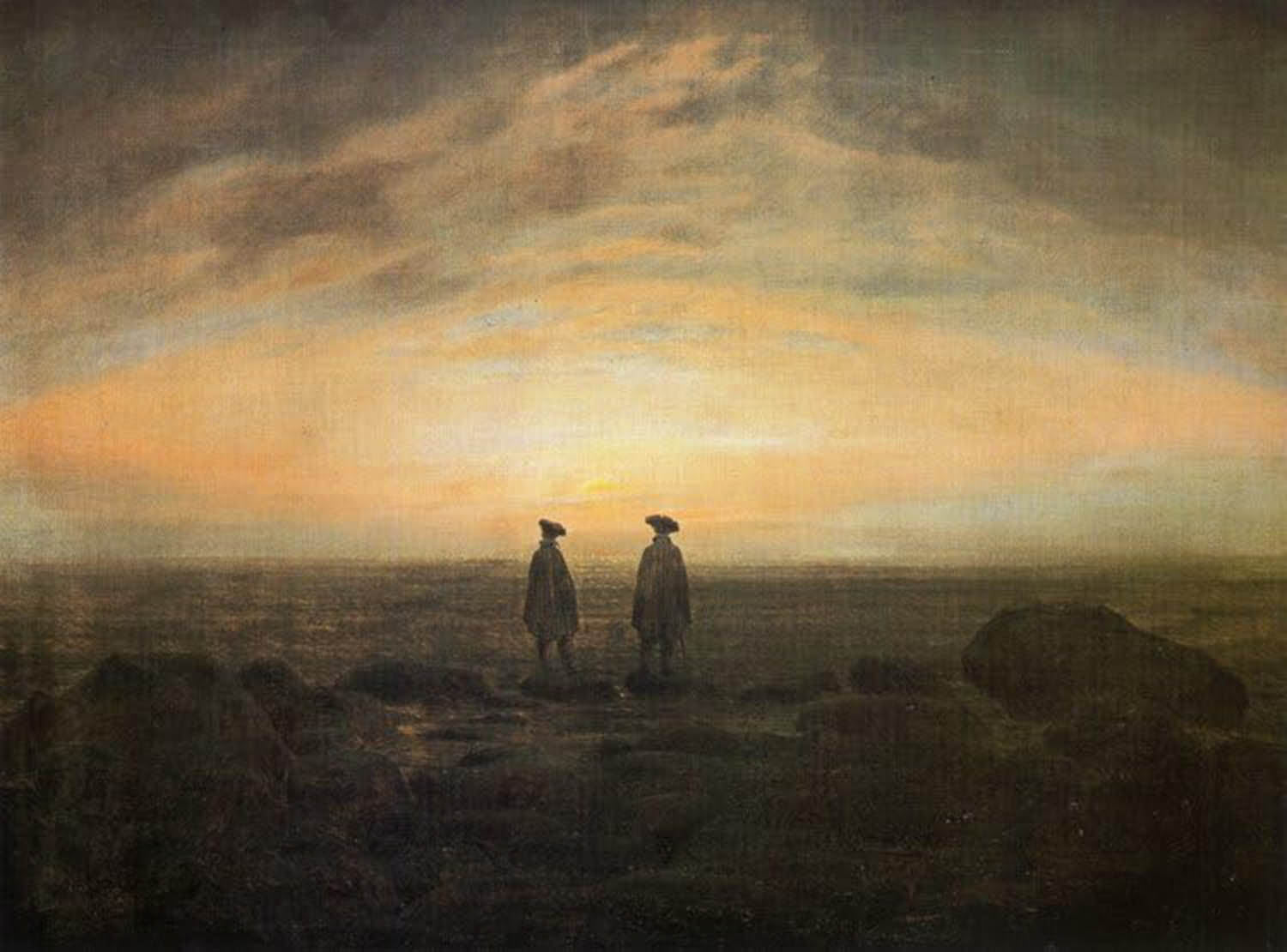 High quality wall art fine art oil painitng handpainted on canvas" Two Men by the Sea" stunningoilpainting.com