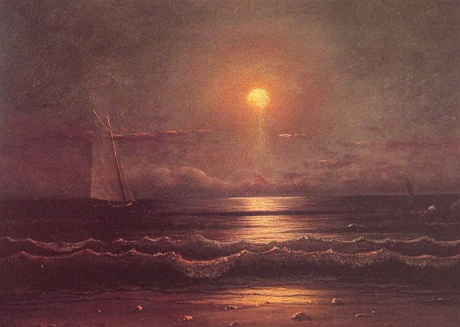 High quality wall art oil painitng handpainted on canvas"Sailing in Moonlight " stunningoilpainting.com