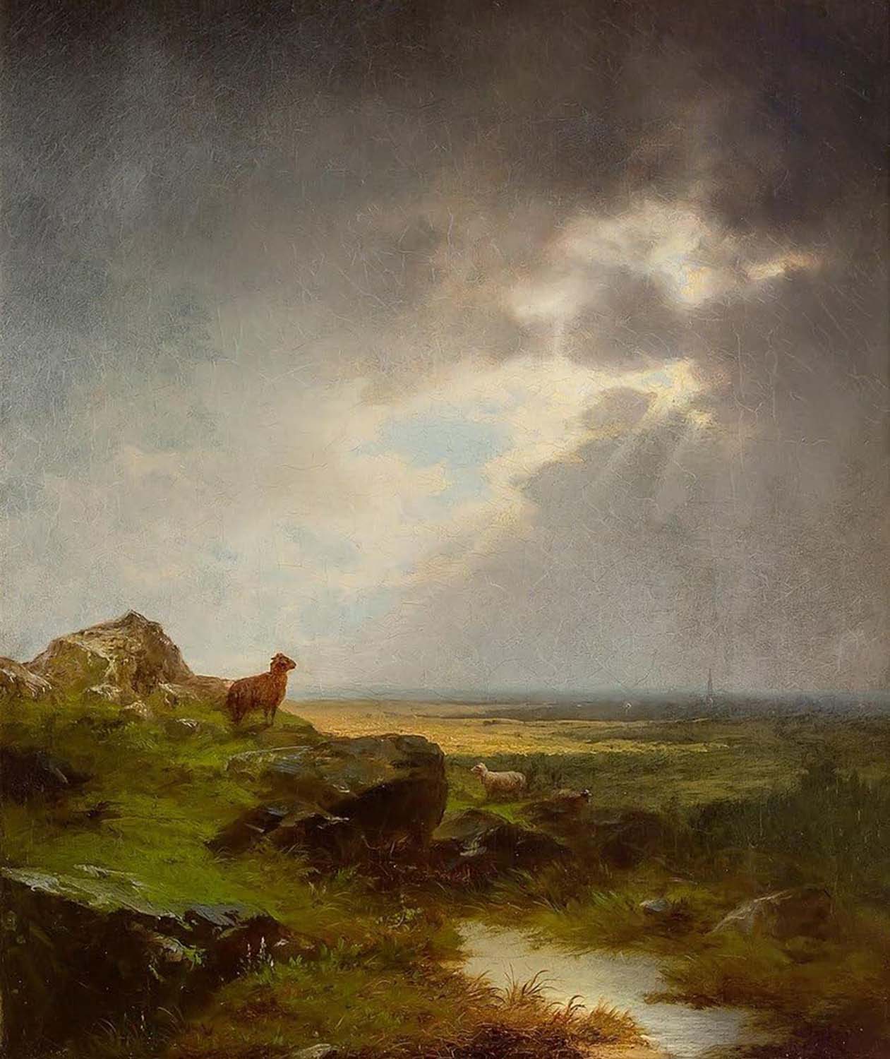 High quality wall art oil painitng handpainted on canvas"Sheep in a Meadow" stunningoilpainting.com