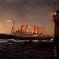 High quality wall art oil painitng handpainted on canvas"steamer on the sea at night " stunningoilpainting.com