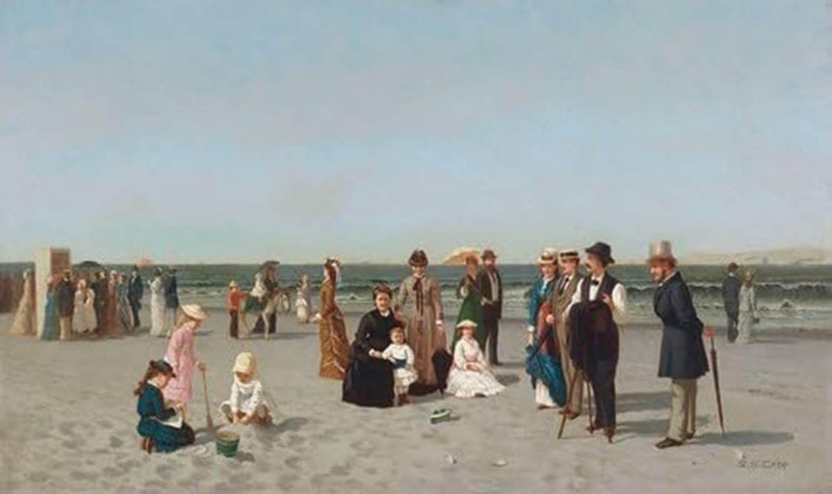 High quality wall art fine art oil painitng handpainted on canvas" Beach scene" stunningoilpainting.com