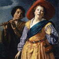 High quality wall art oil painitng handpainted on canvas"Singing Shepherdess with Shepherd " stunningoilpainting.com