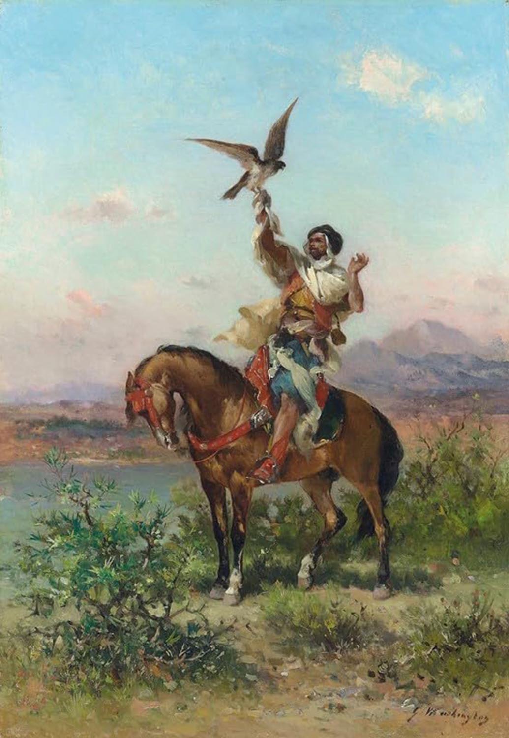 High quality wall art oil painitng handpainted on canvas"The Falconer" stunningoilpainting.com